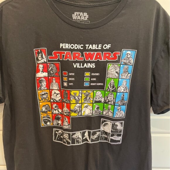 Star Wars Periodic Table of Villains T-shirt Black Cotton Graphic Tee Size L - Picture 2 of 4